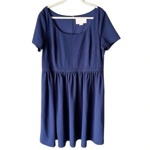 GAL Meets Glam Annie Scuba Crepe Fit & Flare Dress in Navy Blue 20